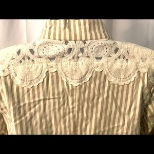 NWT Roz & Ali White & Taupe Striped Jacket w Lace
